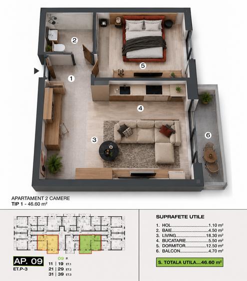 Apartament cu 2 camere decomandat în Bragadiru
