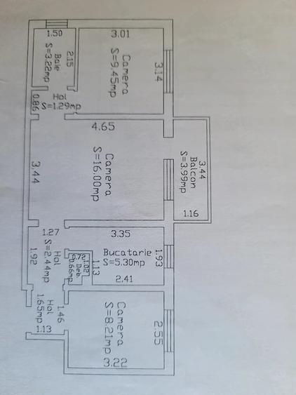 Apartament cu 3 camere semidecomandat în Ultracentral