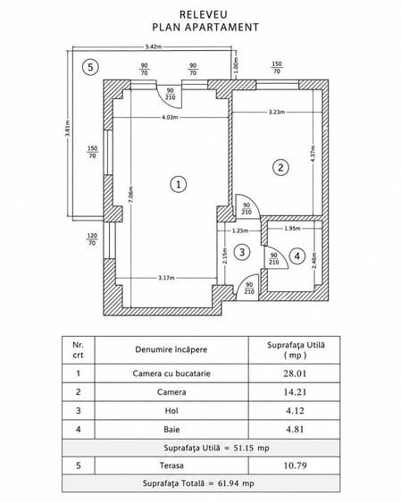 Apartament cu 2 camere în Dudu