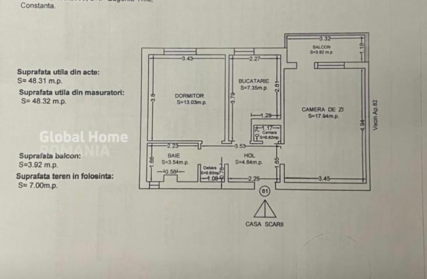 Apartament cu 2 camere decomandat în Nord