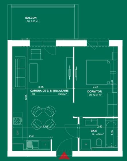 Apartament cu 2 camere în Nord