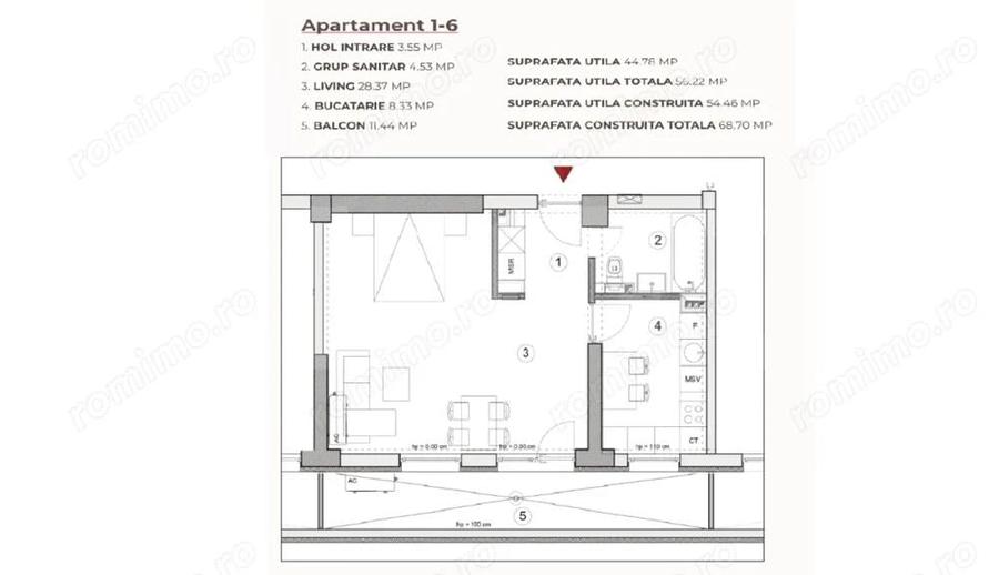 Studio, 56.22 mp intr-un ansamblu cu 0% Comision la Achizi?ie - 2
