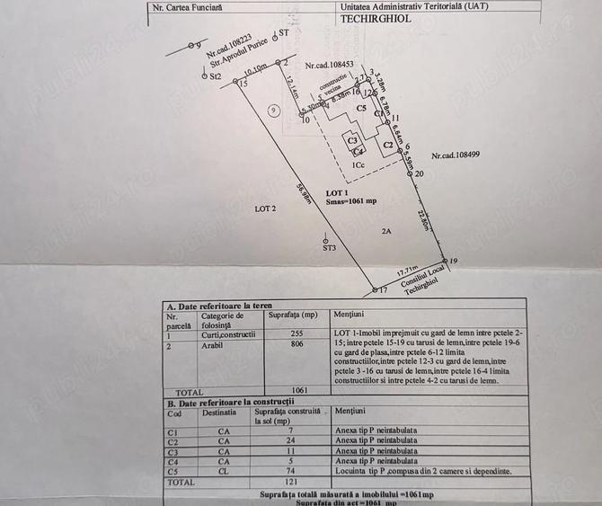 Teren de vanzare in Techirghiol, Constan?a 1.061 mp2 + casa batraneasca locuibila - 2