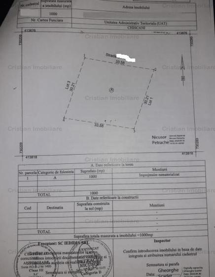Teren intravilan de 1000 mp, în Chiscani