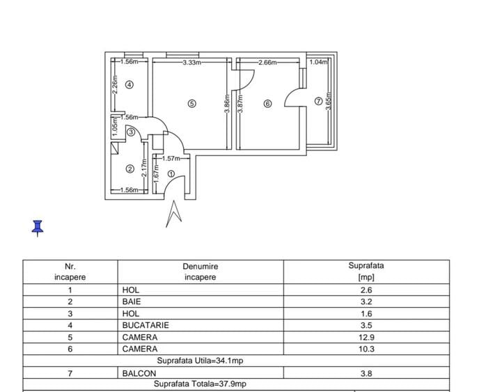 Apartament cu 2 camere semidecomandat în Tătărași
