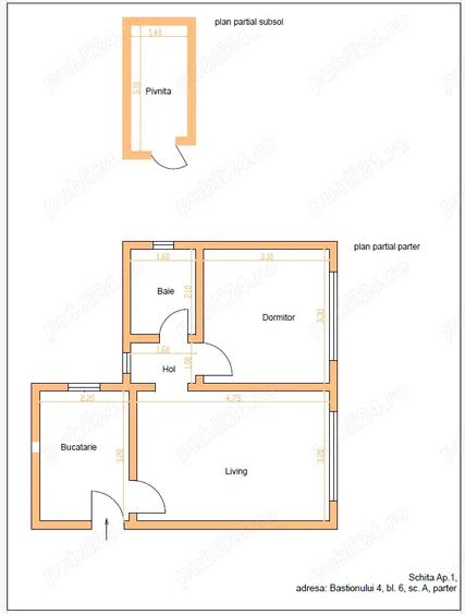 Apartament cu 2 camere semidecomandat în Central