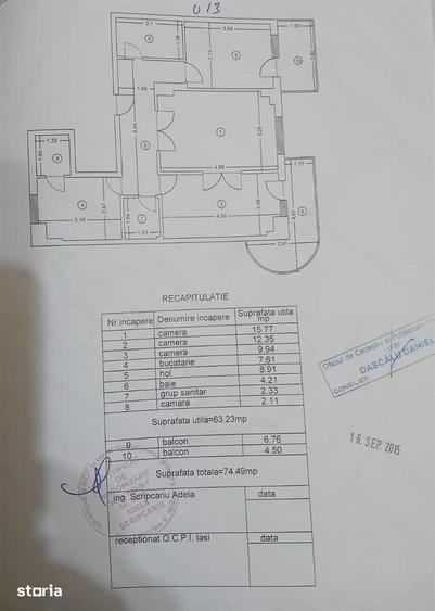 Apartament cu 3 camere decomandat în Gară