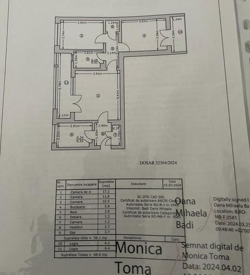 Apartament cu 3 camere semidecomandat în Liviu Rebreanu