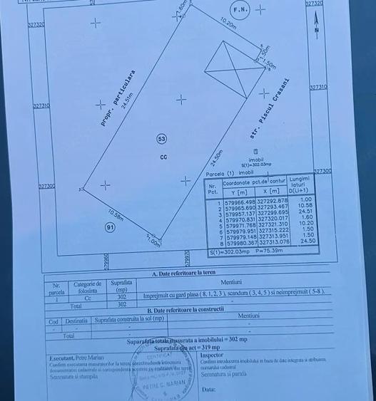 Teren de 302 mp, în Apusului