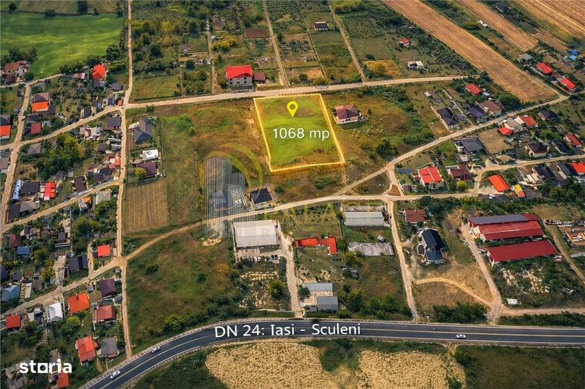 Teren de 1068 mp, în Popricani
