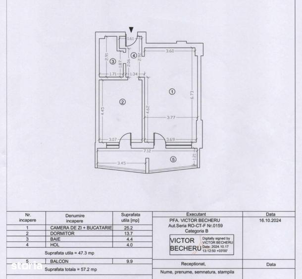 Apartament cu 2 camere în Central