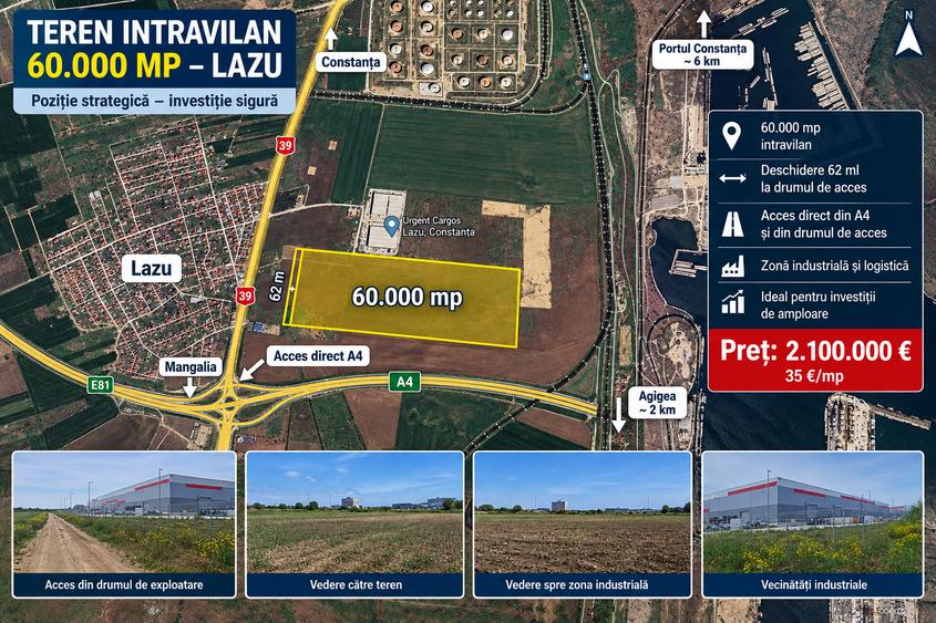 Teren Construcții intravilan de 60000 mp, în Lazu