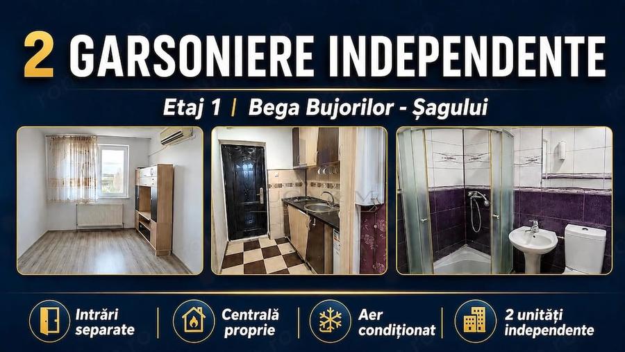 Investitie sigura , 2 garsoniere independente ,Etaj 1 langa Bega Bujorilor Sagului - 8