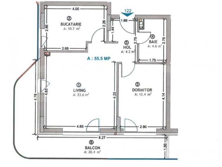 Apartament cu 2 camere decomandat în Florești