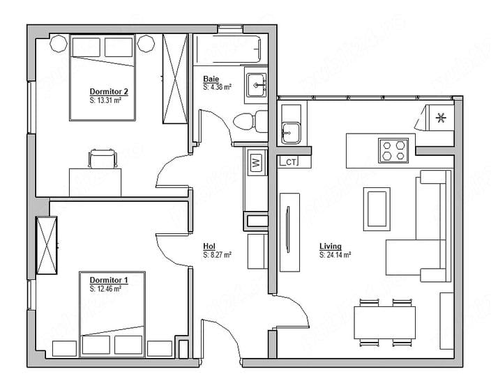 Apartament cu 3 camere decomandat în Faleza Nord