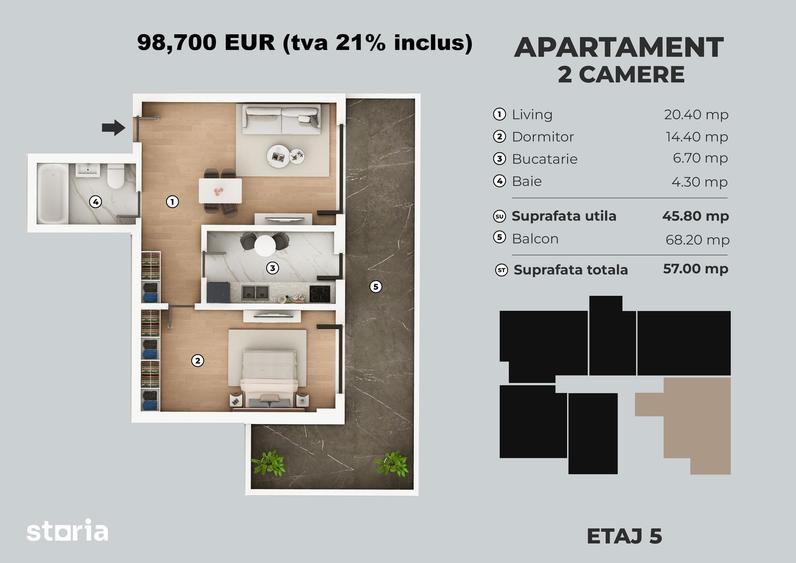Apartament cu 2 camere în Metalurgiei
