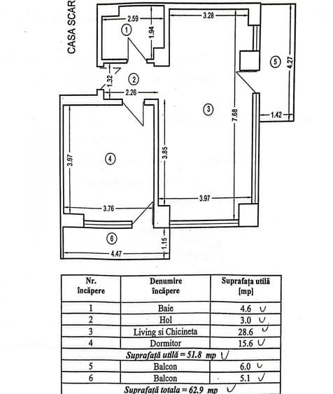 Apartament cu 2 camere decomandat în Central