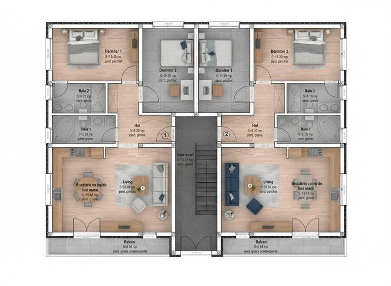 Apartament cu 3 camere în Tărlungeni
