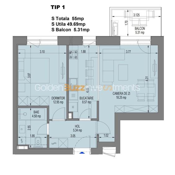 Apartament cu 2 camere în Aviației