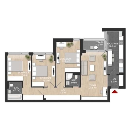 Apartament cu 4 camere decomandat în Străulești