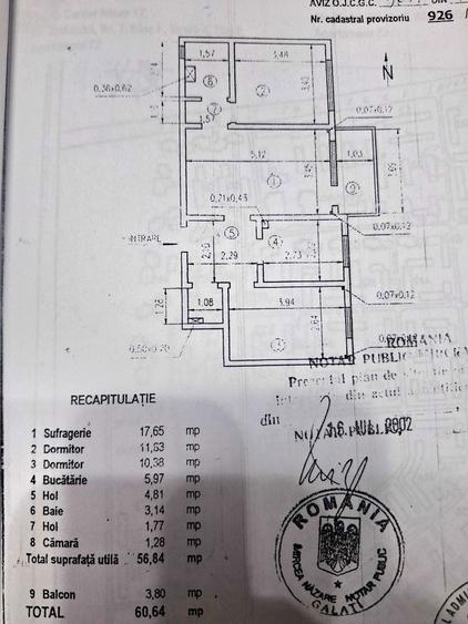 Apartament cu 3 camere semidecomandat în Micro 17
