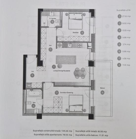 Apartament cu 3 camere decomandat în Băneasa