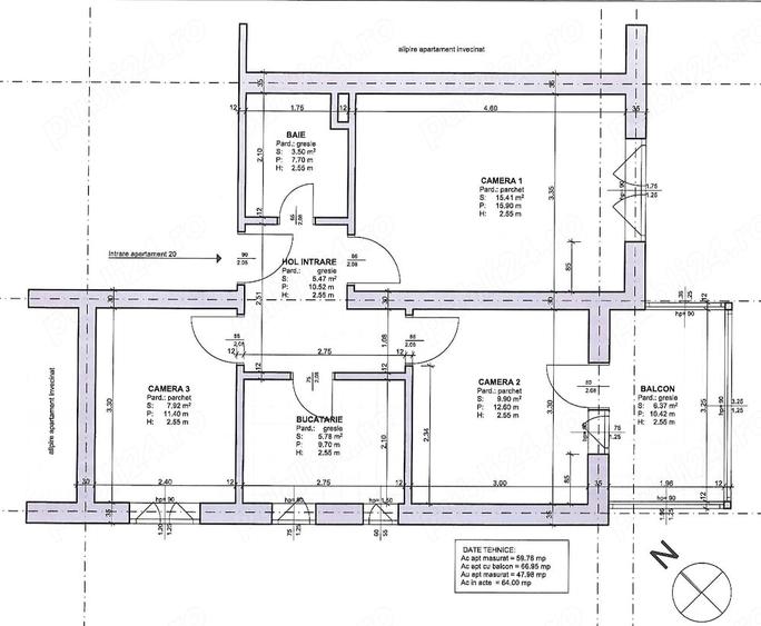 Apartament cu 3 camere decomandat în Podgoria