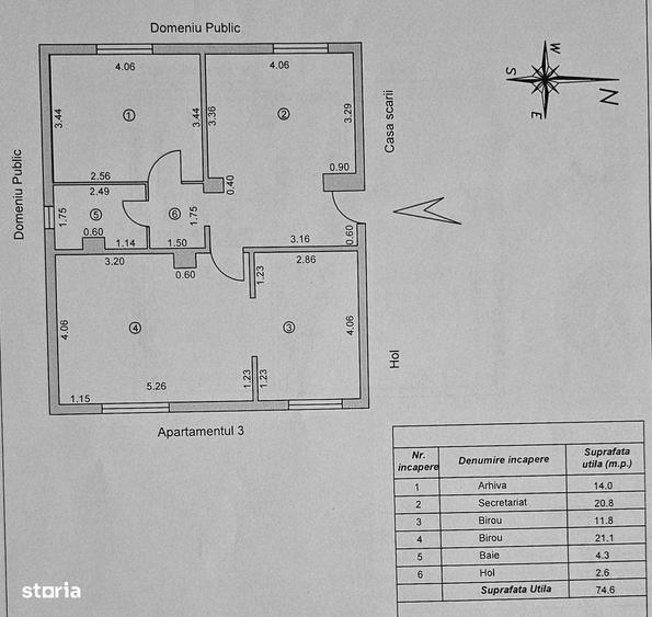 3 Camere La Parter, 74,6 Mp Nae Leonard, Centrala Termica,120.000 - 1