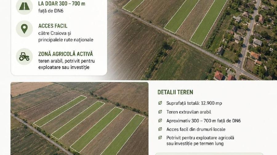 Teren agricol extravilan de 12900 mp, în Coțofenii din Față