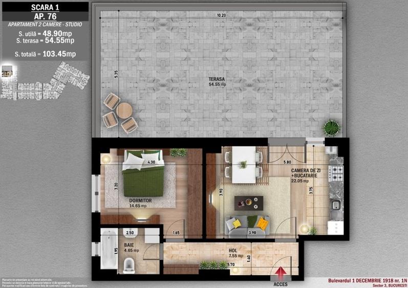 Neofort 50 Titan Metrou Costin Georgian Terasa mare ideal investitie - 9