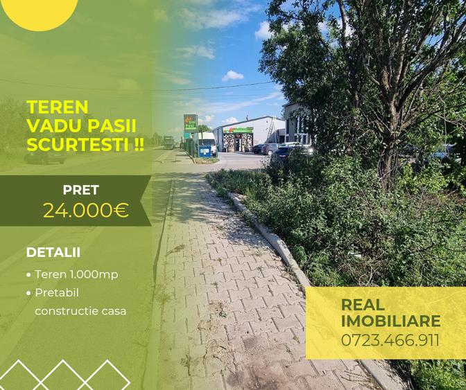 Teren Construcții intravilan de 1000 mp, în Scurtești