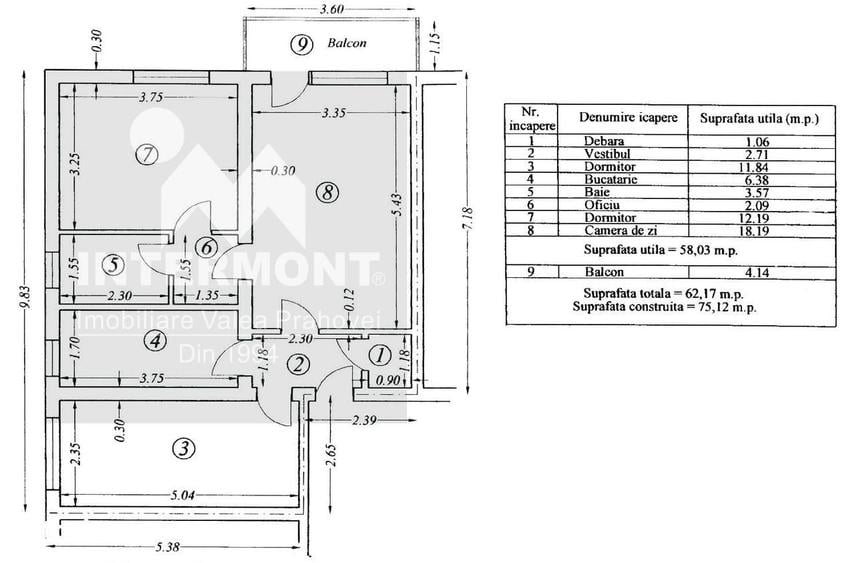 Apartament cu 3 camere decomandat în Malul Spitalului