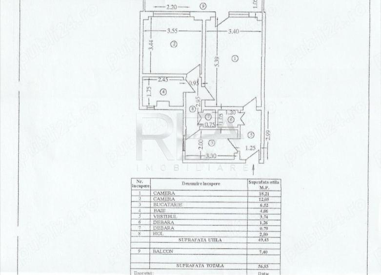 Apartament cu 2 camere semidecomandat, mobilat în Lujerului