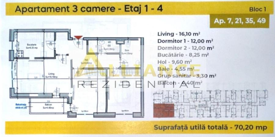 Apartament cu 3 camere decomandat în Metalurgiei