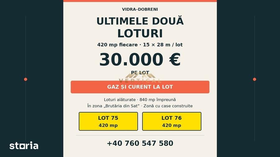 Teren de 420 mp, în Vidra