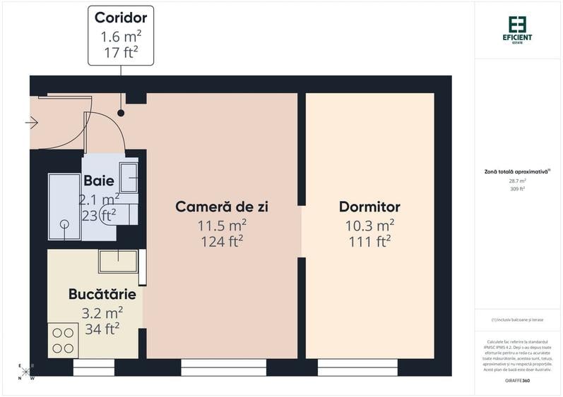 Apartament cu 2 camere semidecomandat în Intim