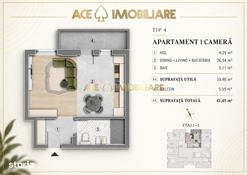 Garsoniera de vanzare | Popesti Leordeni | Biruintei | 0% Comision | 2