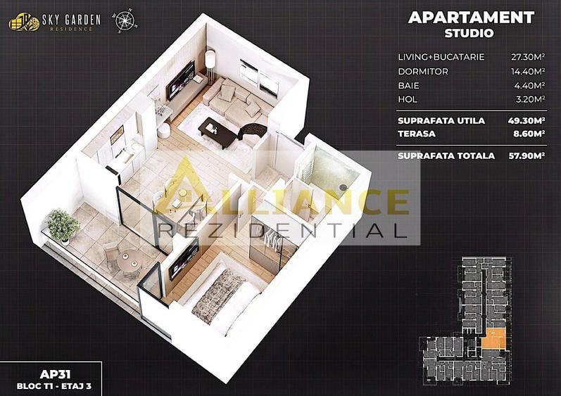 Apartament cu 2 camere decomandat în Central