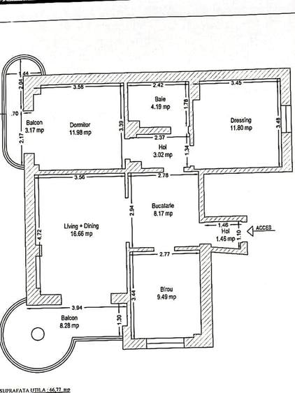 Apartament cu 4 camere semidecomandat în Aradului