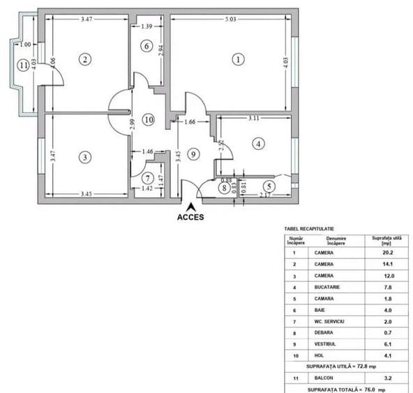 Apartament cu 3 camere decomandat în Colentina
