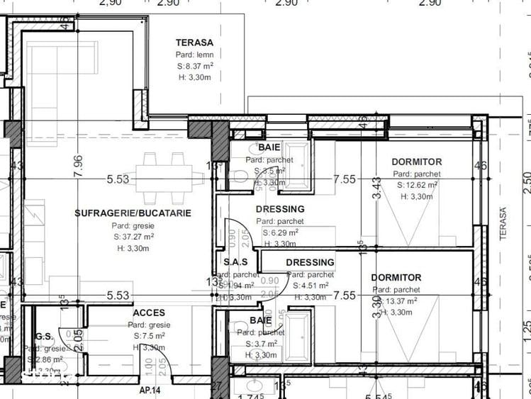 Apartament cu 3 camere în Central