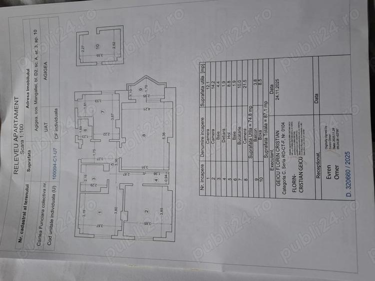 Apartament cu 3 camere decomandat în Agigea