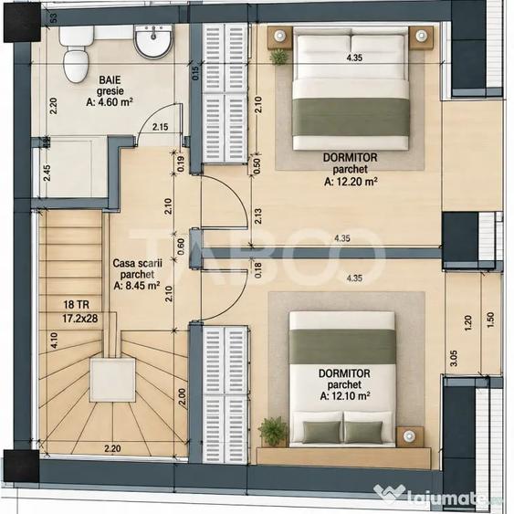 Apartament cu 3 camere decomandat în Turnișor