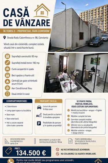 Casa 3 Camere din Caramida,142metri, 2 Bai, Curte Acoperita - Tomis 2, zona eMAG Victoria -132.500e - 9