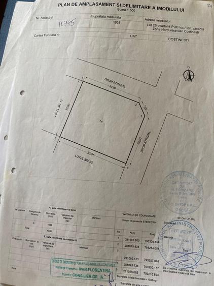 Teren Construcții intravilan de 1041 mp, în Nord