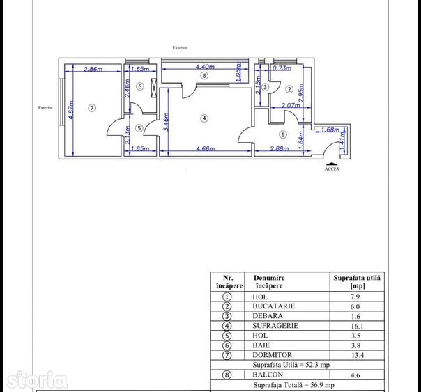 Apartament cu 2 camere semidecomandat, mobilat în Șerbănești