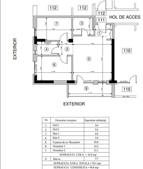 Apartament cu 2 camere semidecomandat în Central