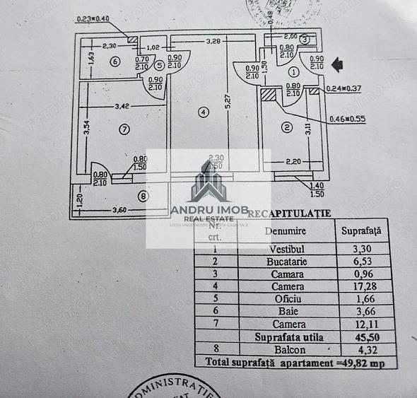 Apartament cu 2 camere semidecomandat, mobilat în 1 Decembrie 1918