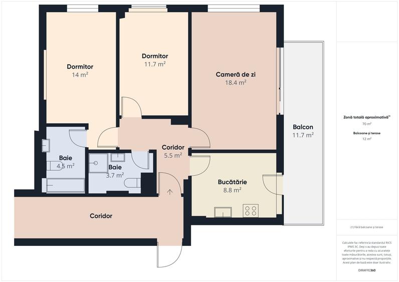 Apartament cu 3 camere decomandat în Lujerului