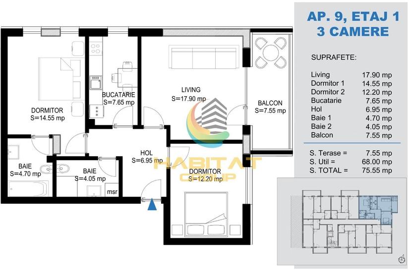 Apartament cu 3 camere decomandat în Theodor Pallady